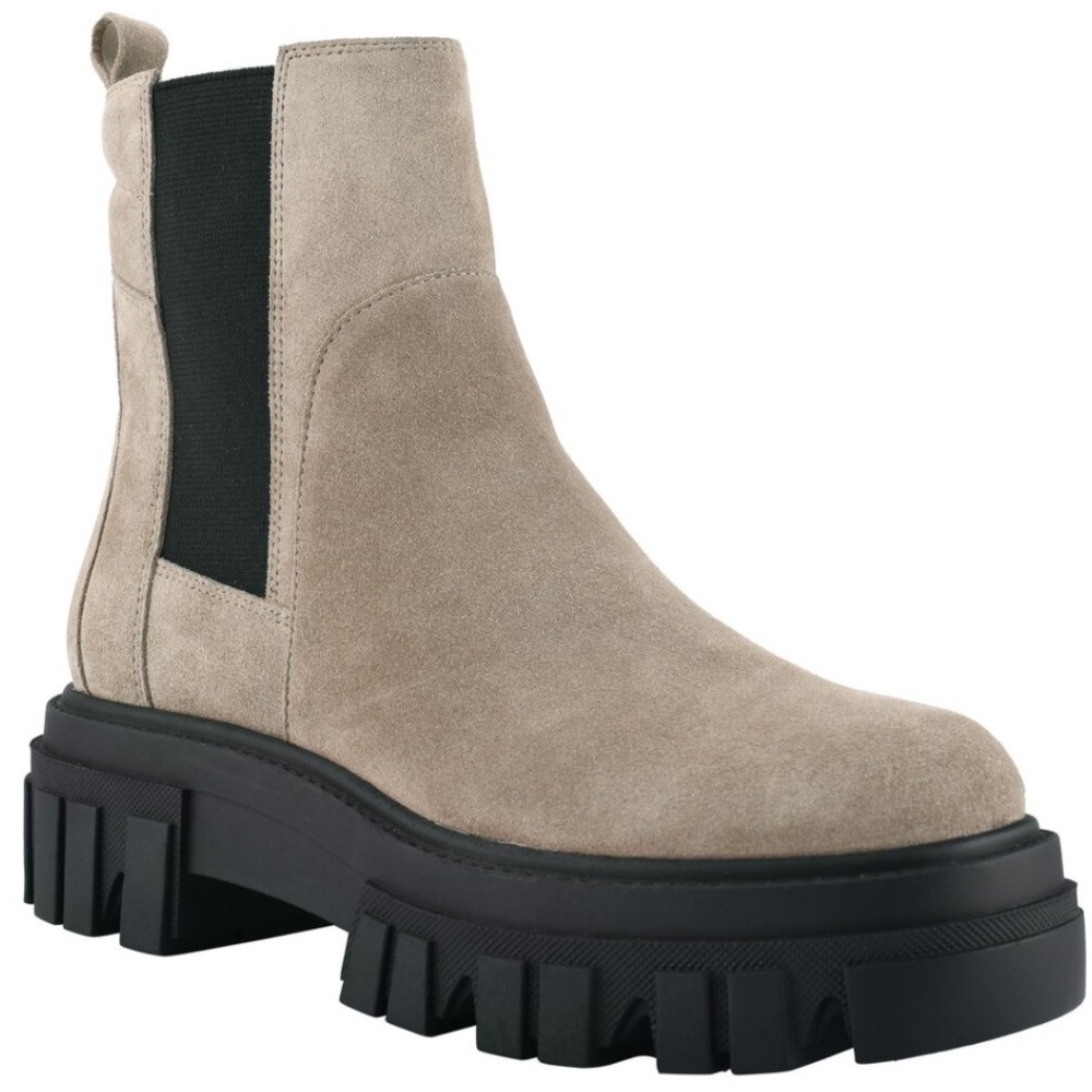 Marc Fisher Meron Boot Chunky Ankle boot natural suede Chelsea boot lug sole